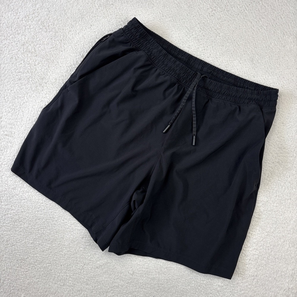 LULULEMON 'Pace Breaker Lined' Mens XL Shorts 7" Solid Black Athletic Zipper Gym